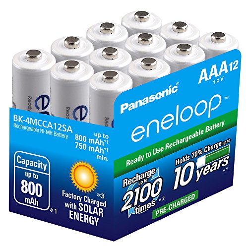 eneloop Panasonic NiMH 2100 Cycle Rechargeable AAA Batteries - 12 Pack - BK-4MCCA12SA