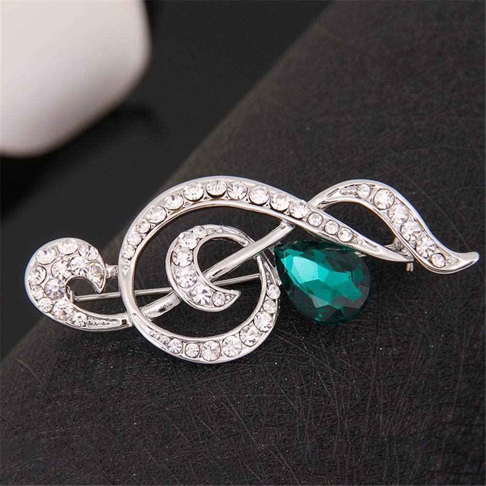 Elegante Brosche mit Kristallsteinen und Musik-Symbol Brooch Pin Scarves Shawl Clip für Damen Schmuck Zubehör Weddin