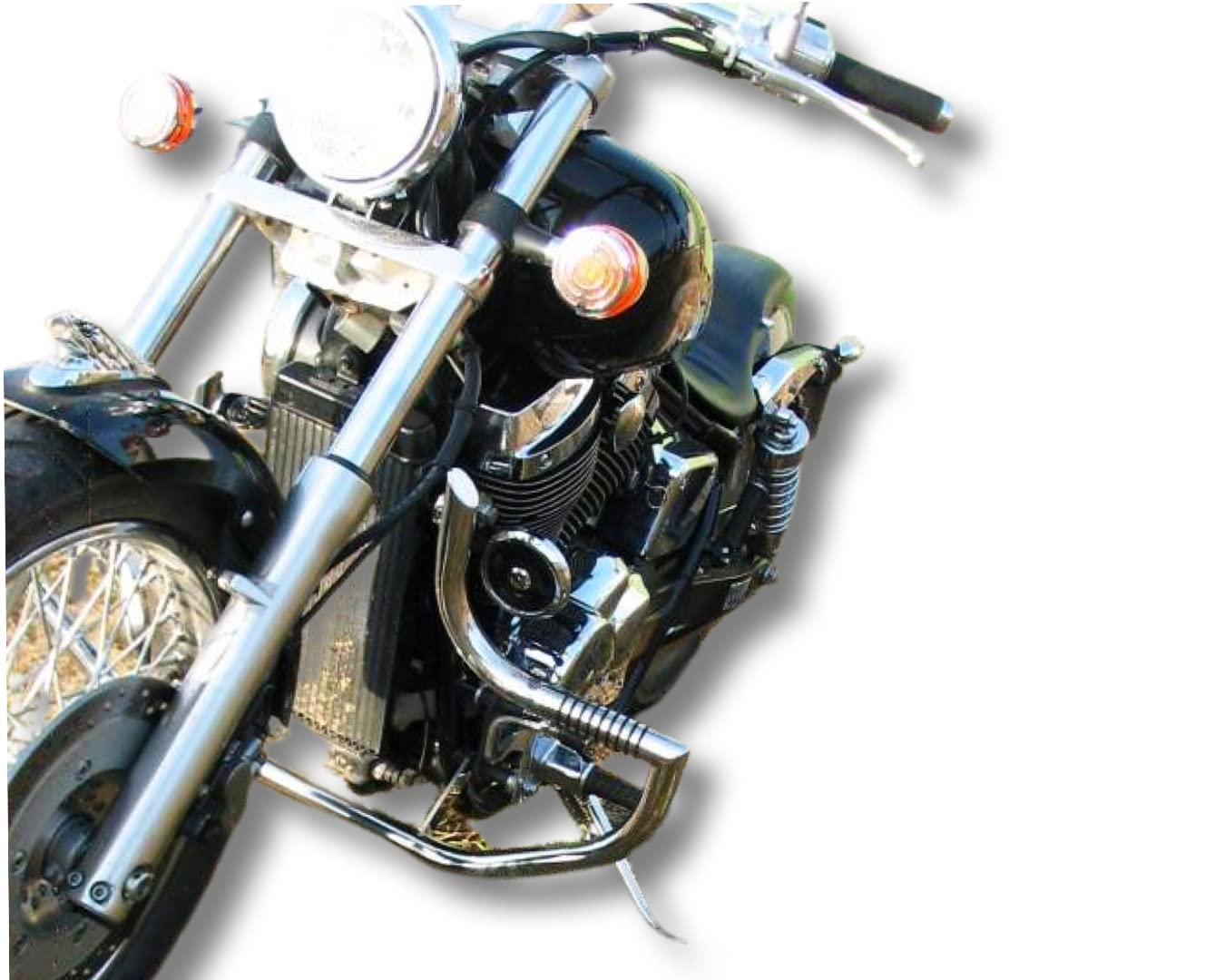 BM UK | VT750 | Moto in acciaio inox Highway Protezione Motore Protezione per barra degli urti di sicurezza con piedini integrati - Honda VT 750 Shadow Spirit / Black Widow RC 48 (-2007)