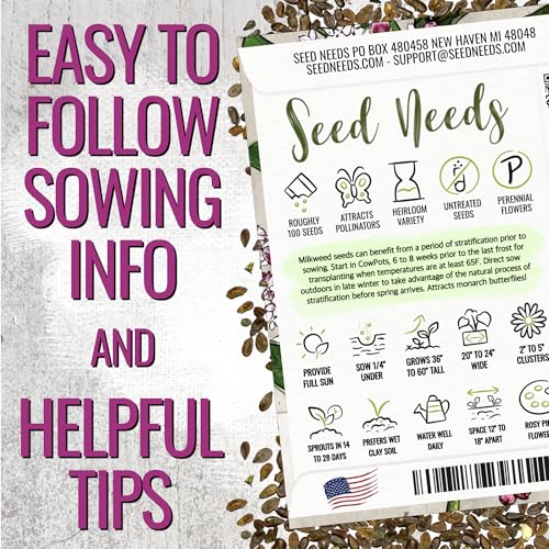 Image of Seed Needs Pink Swamp Milkweed Seeds for Monarch Butterflies 10 Pack
