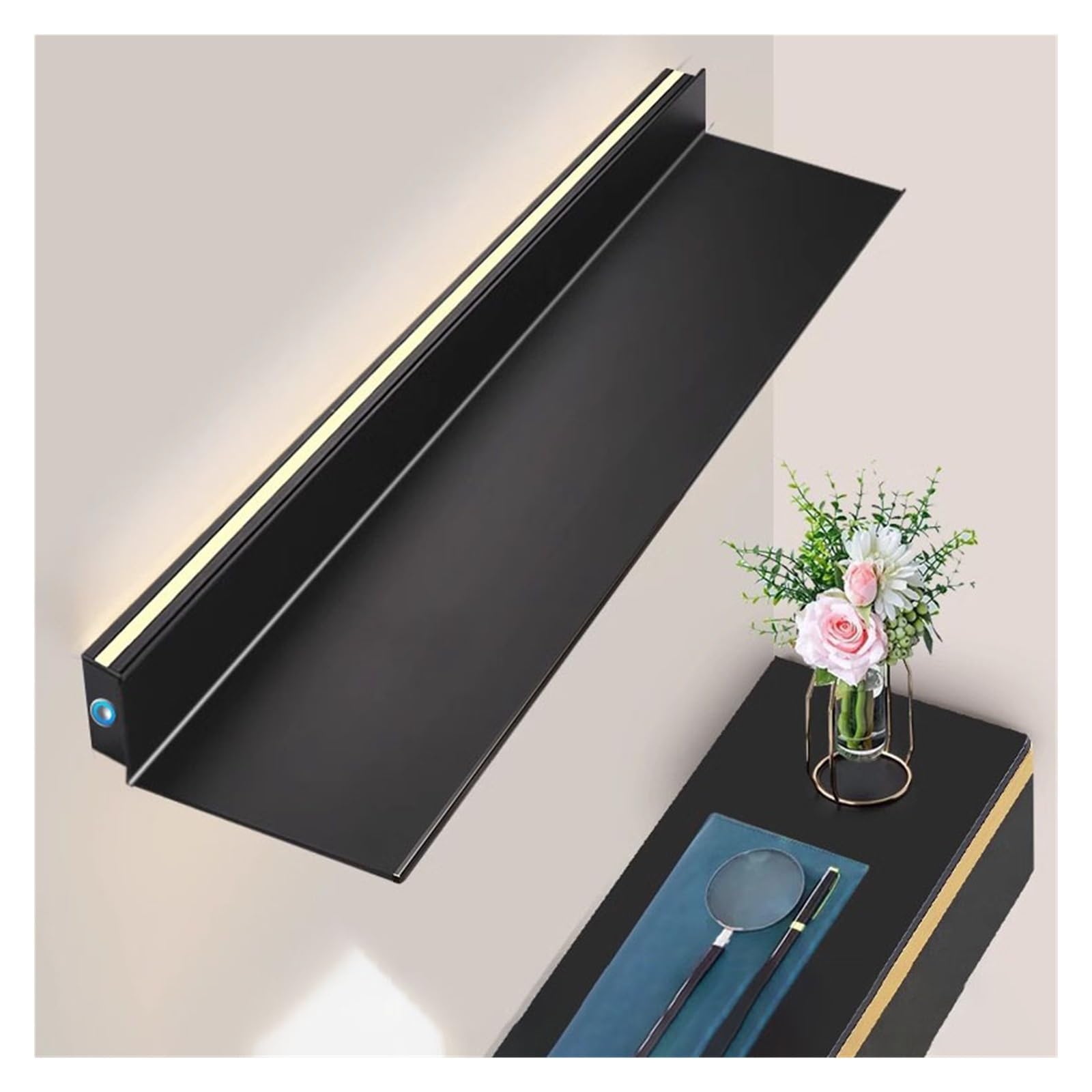 Étagère flottante LED en aluminium de haute qualité finition gris