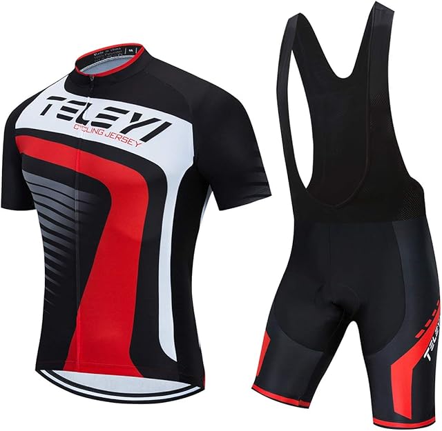 Roupa Para Ciclismo Conjunto Masculino Camisa e Bretelle Black Red