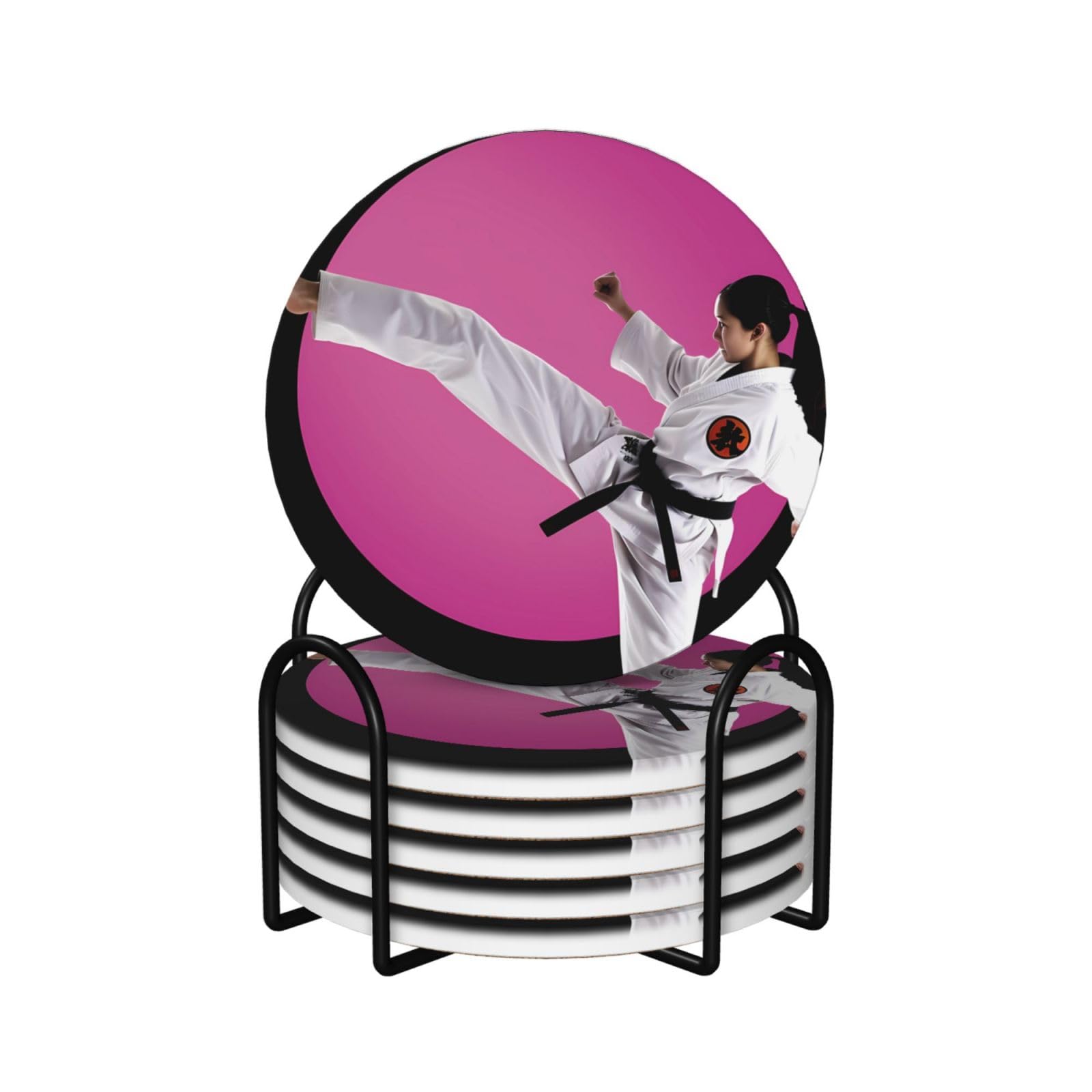 Dessous de verre Taekwondo anti-rayure pour éviter les taches sur table en bois