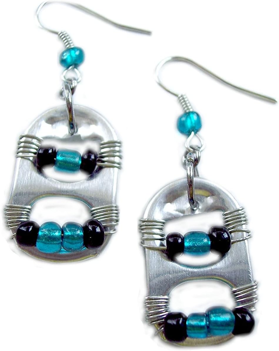 Pop Tabs Earrings Teal and Black
