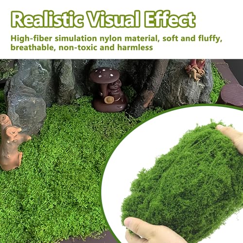 image for Potanro Faux Green Moss 5.3oz Artificial Fake Plant Moss for Potted Pl