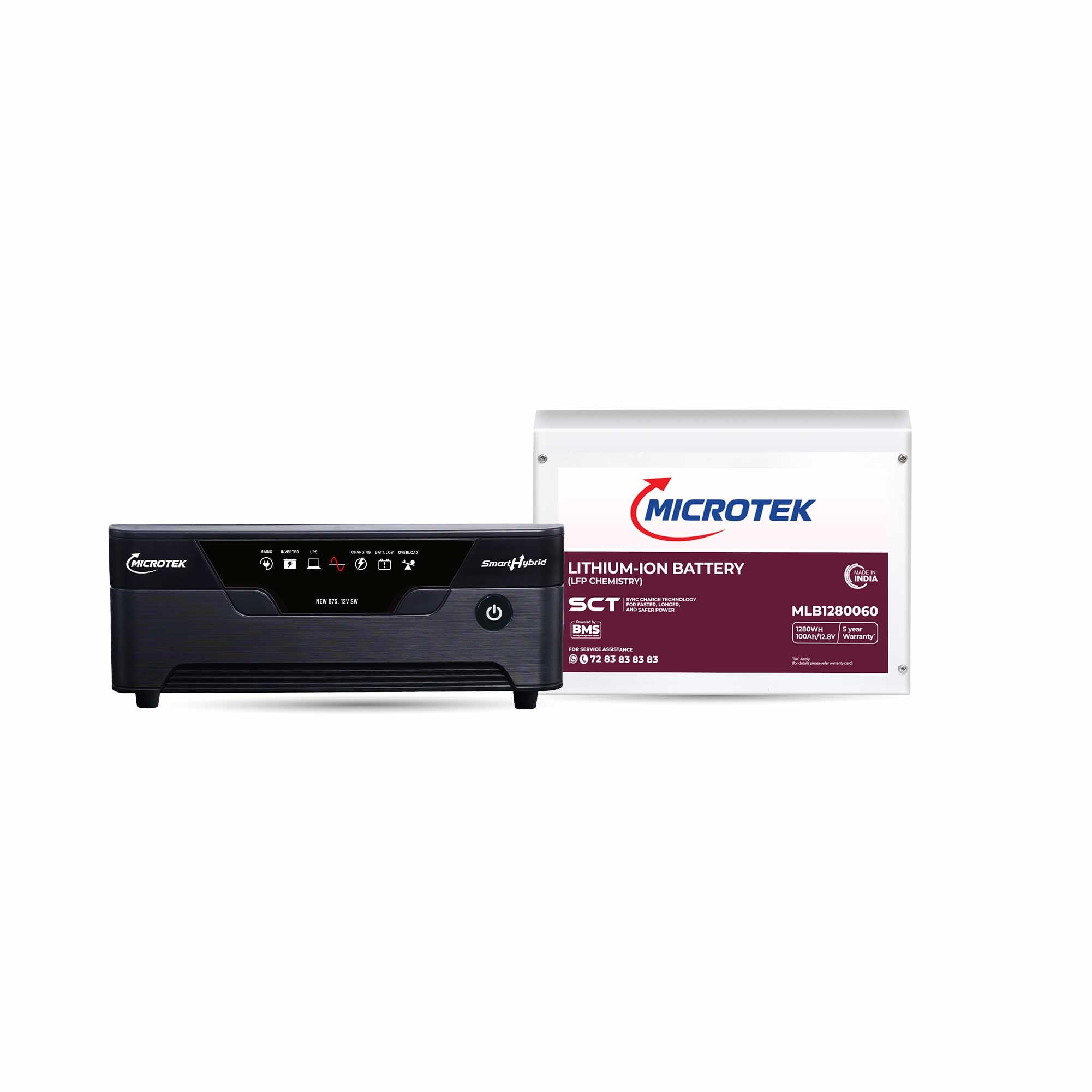 Microtek Inverter with Lithium Battery Combo for Home, Office & Shops | Smart Hybrid NEW 1075 12V Pure Sine Wave 925VA +12.8V 100Ah (LithiumBattery) | 36M Inverter, 60M Battery Warranty-image-38