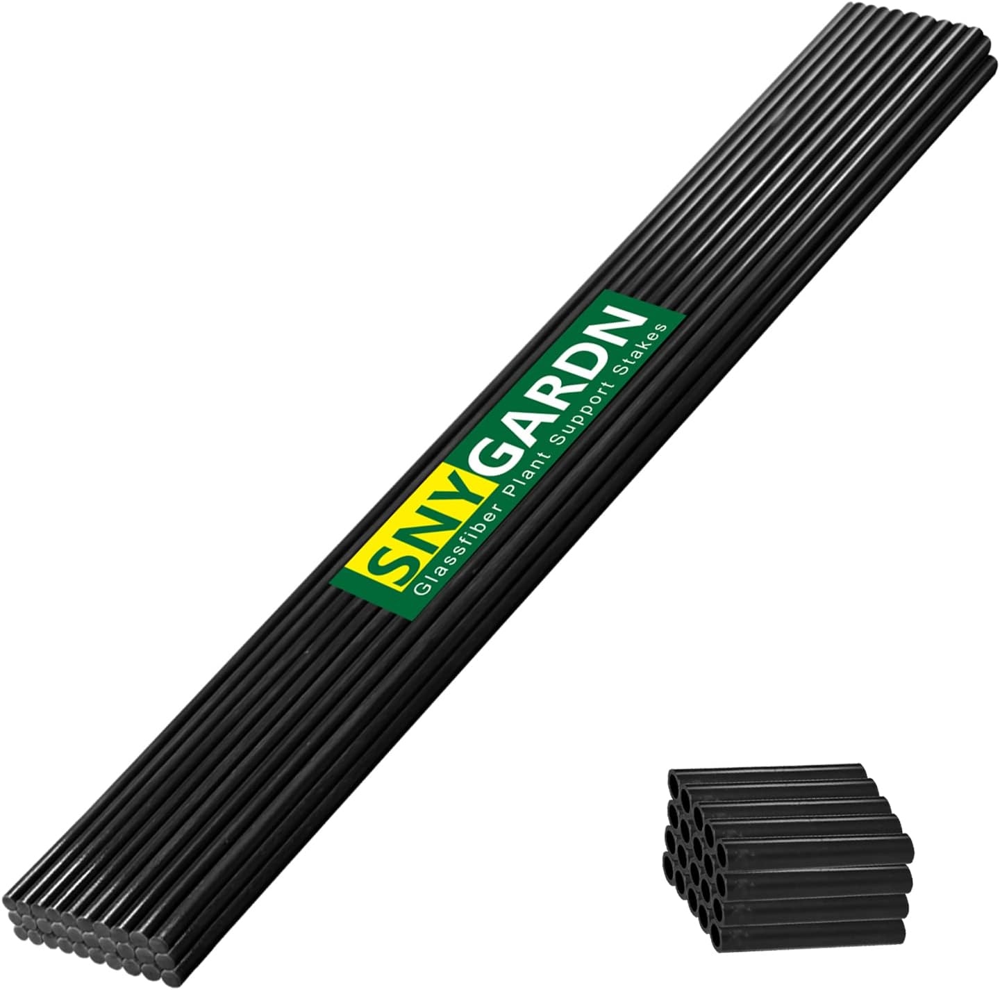 Garden Stakes 17 inch 30 Pack Solid Glass Fiber Plant Support Rod Tomato Trellis Stakes (Black)