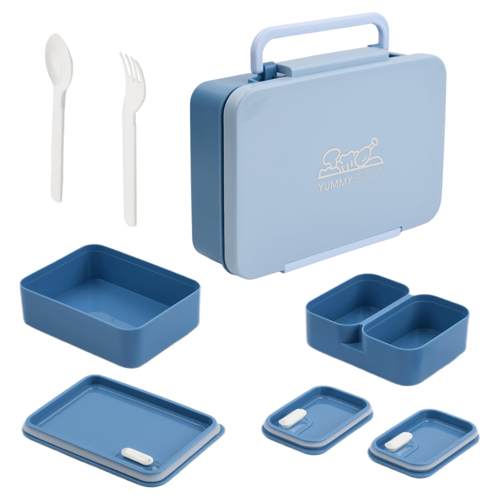 Pudełko na lunch Bento, pudełko na lunch z przegrodami, szczelne pudełko na lunch dla dzieci i dorosłych, pojemnik na lunch do pracy i szkoły z kubkiem, przenośne pudełko na lunch
