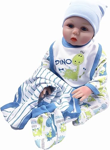 Miniatura 6 de Muñecas de bebé Reborn de 22 pulgadas, 5 piezas, accesorios de traje de dinosaurio para muñecas de bebé recién nacido de 20-22 pulgadas