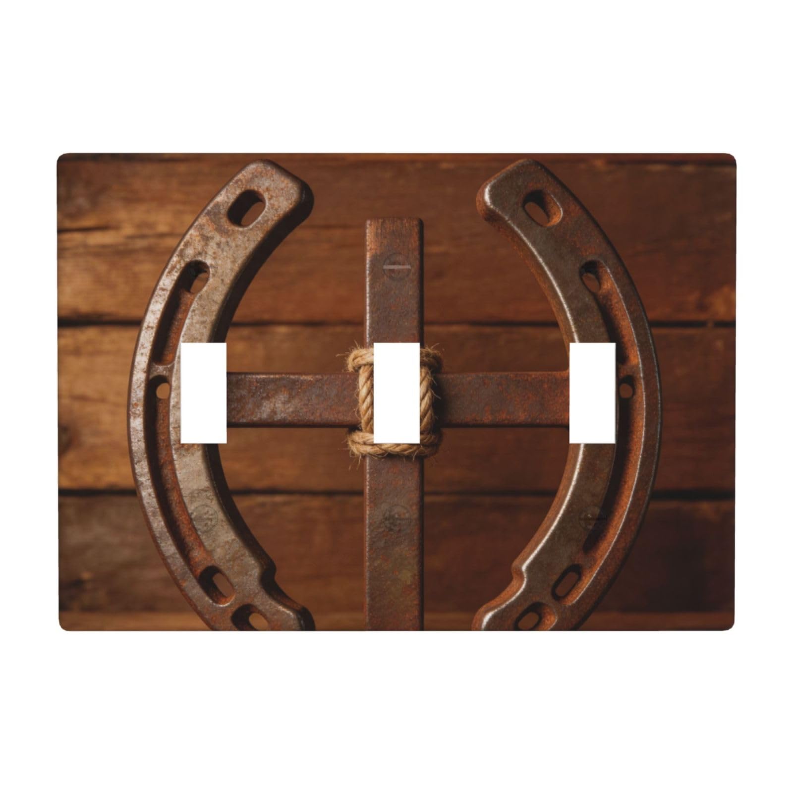 Horseshoe Cross Shape 3 Gang Switch Plate Cover-Unbreakable Polycarbonate Wall Plate, Heat Resistant Toggle Switch Decor for Home