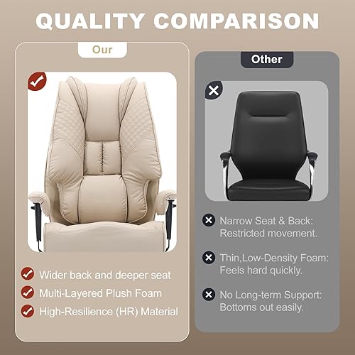 Miniatura 6 de Silla de oficina grande y alta de 400 libras de ancho, silla de oficina ejecutiva de cuero con respaldo alto con reposapiés, sillas ergonómicas