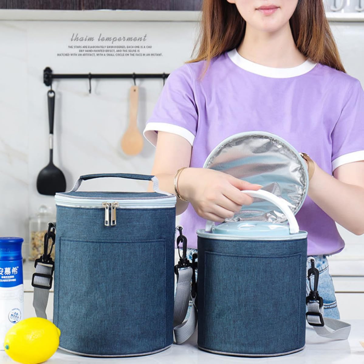 KICHOUSE Bolsa Térmica y Diseño Compacto Portátil de Tela Oxford Aislamiento Térmico Adecuado para Picnic y Almuerzos al Aire Libre