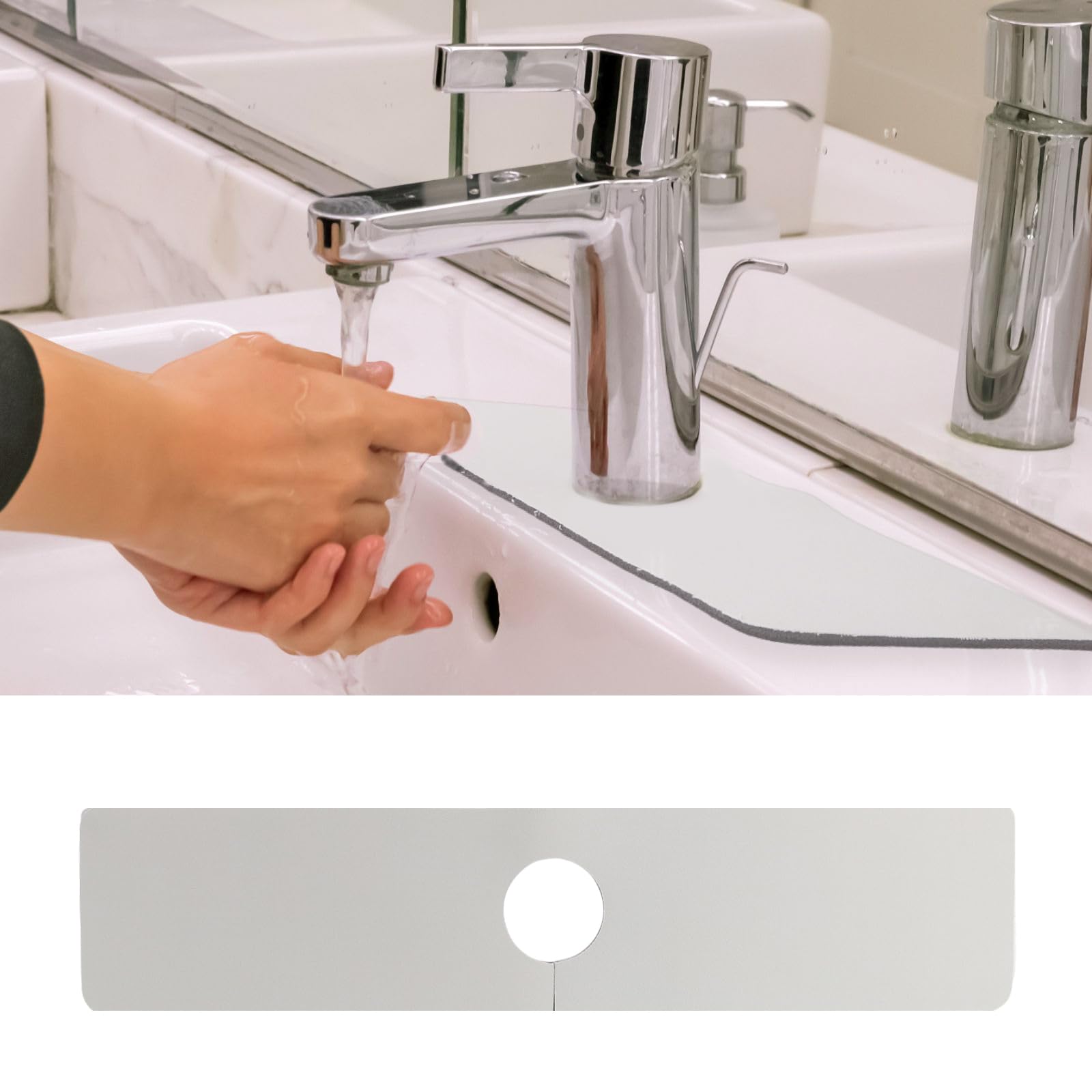 faucet mat water catcher for kitchen sink long size water splash guard with great absorbency fast drying mat light gray 55 x 24