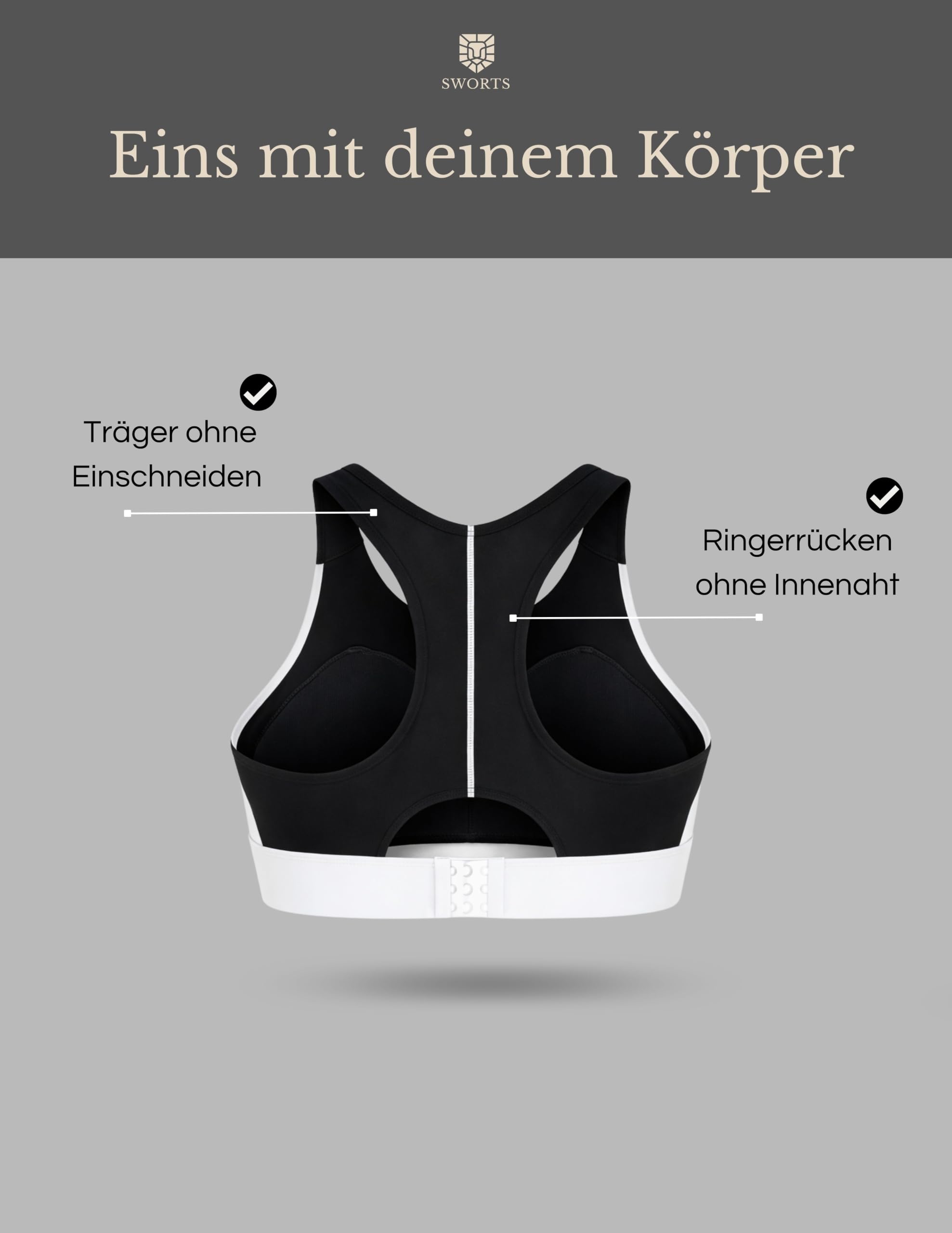 Roar Train Bra I High-Support Laufsport BH mit Pillow Cups