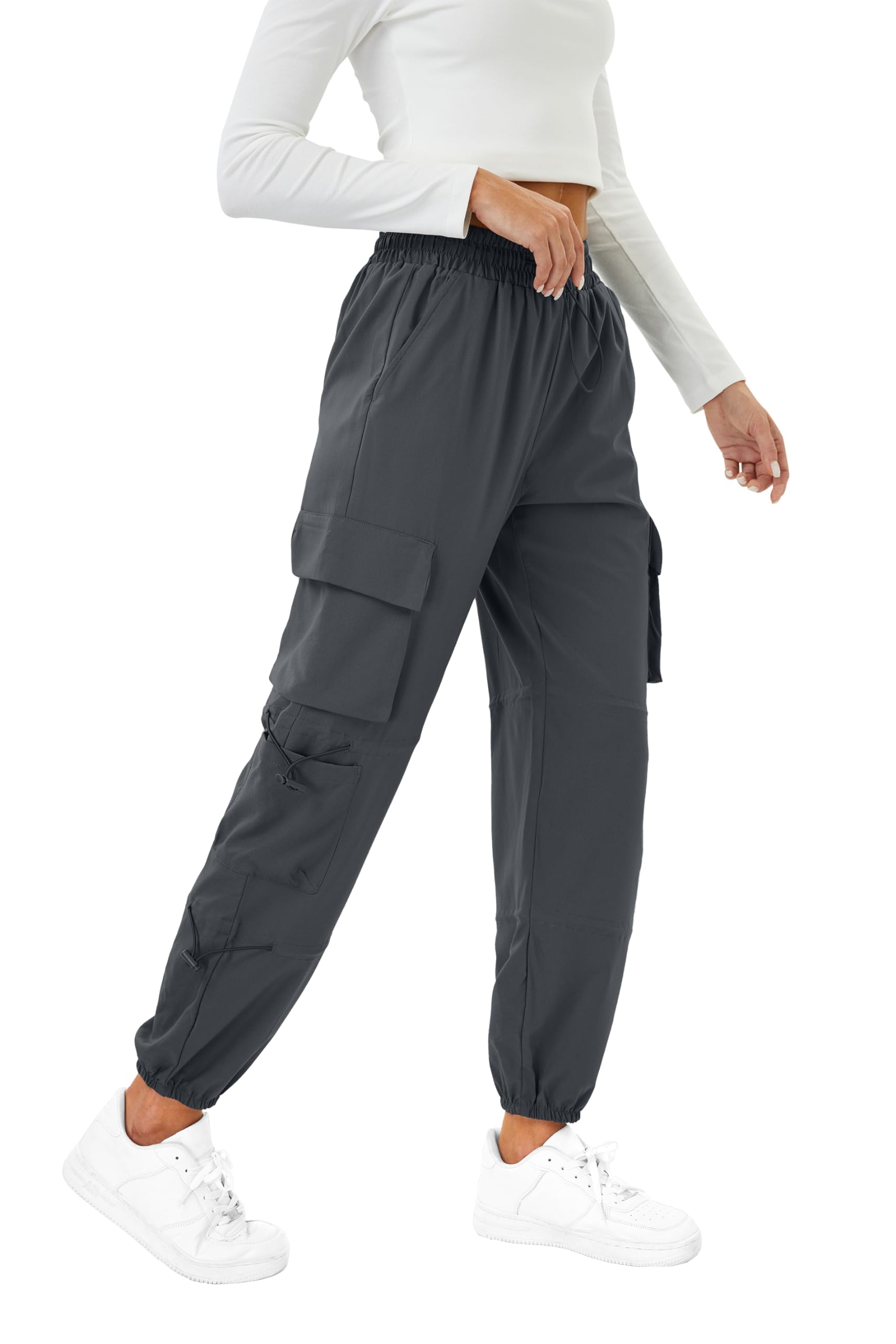 Friptspyg Pantaloni Cargo Donna Pantaloni da Trekking Leggeri con Tasche Pantaloni da Escursionismo Impermeabili Cintura Outdoor Sportivi Pantaloni da Jogging