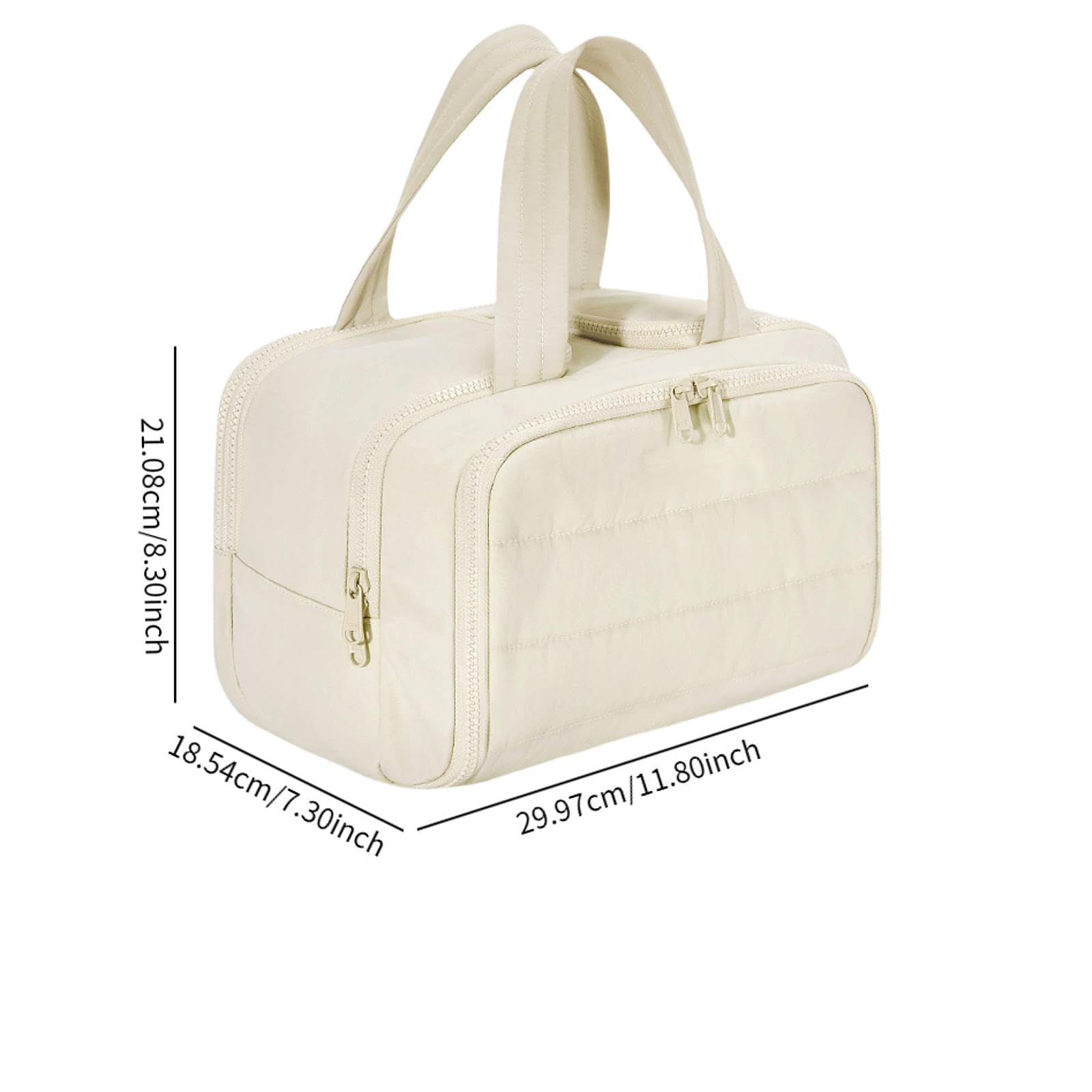 Generic Borsa da Toilette da Viaggio con Chiusura Lampo Organizer Cosmetici per Accessori da Bagno Beauty Case Appeso Donna Uomo Pratica Pochette Trucco, Beige