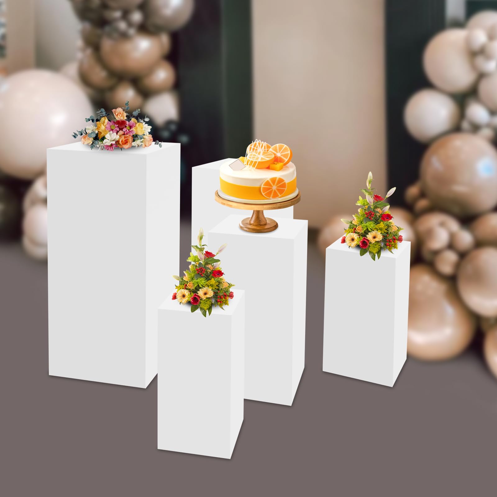 Juego de 3 pedestales metálicos, Expositor para Mesa de postres, pilares de exhibición para Bodas, Columna Decorativa para Flores, Cubo para Caja de Venta al por Menor