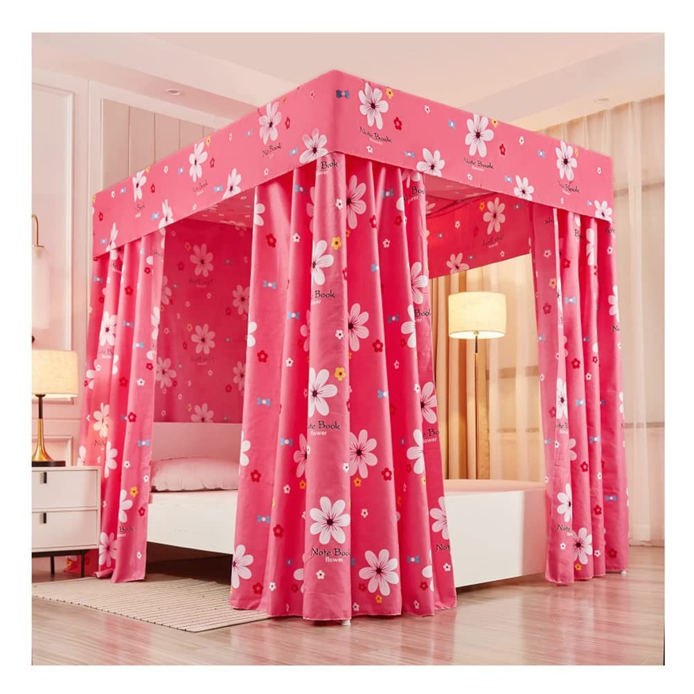 GJMSSMY Single bed canopy mosquito net, suitable for single bed and double bed bedroom decorative bed curtain, with metal support (Color : Pink, Size : 180X200cm/71X79inch)