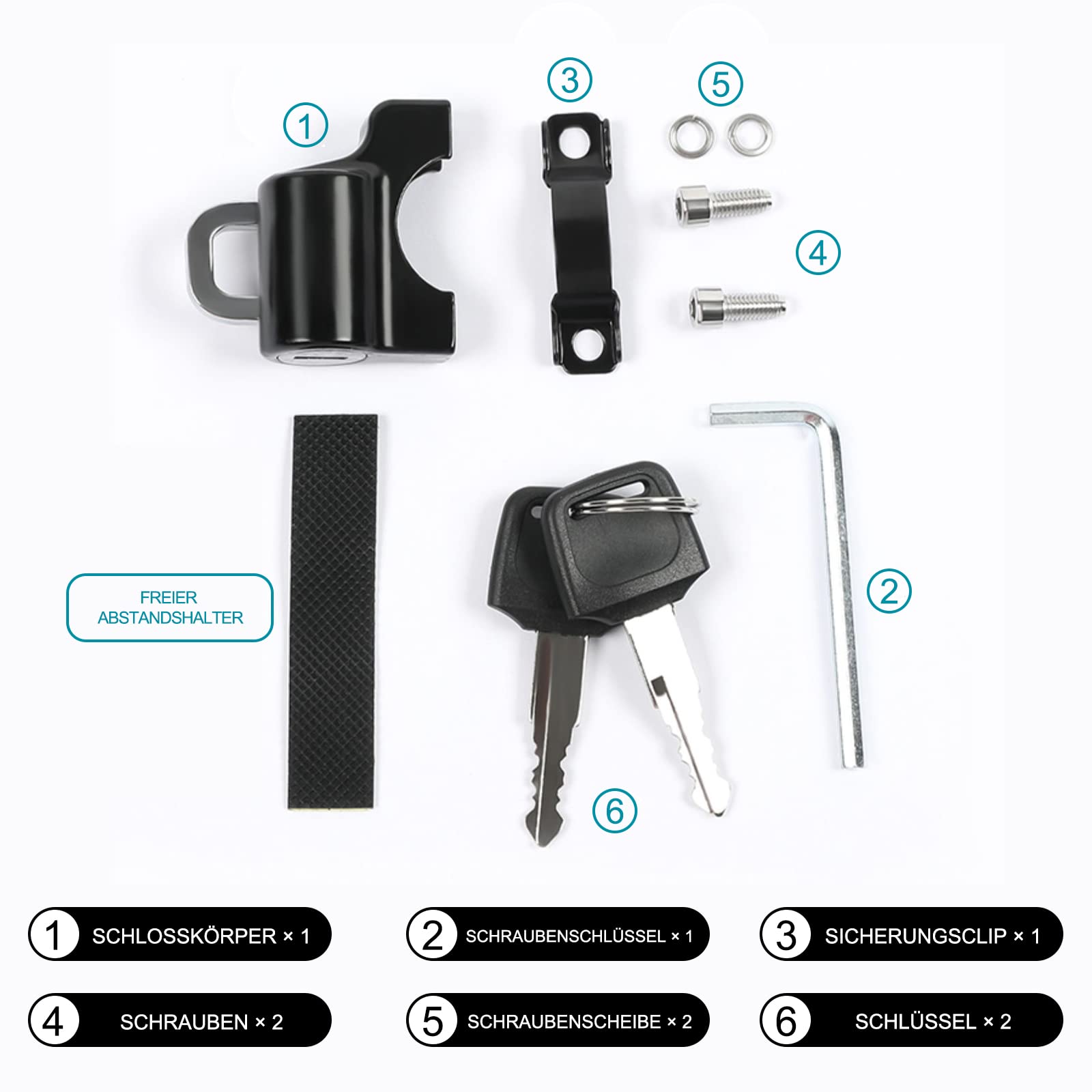 Helmschloss Für Motorrad & Fahrrad - Universell Mit Schlüssel