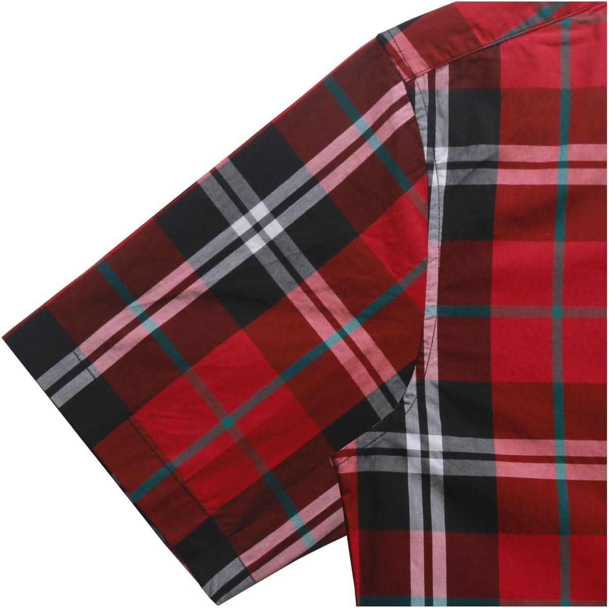 Men's Button Down Plaid Short Sleeve Work Casual Western Dress Shirt - Image 6