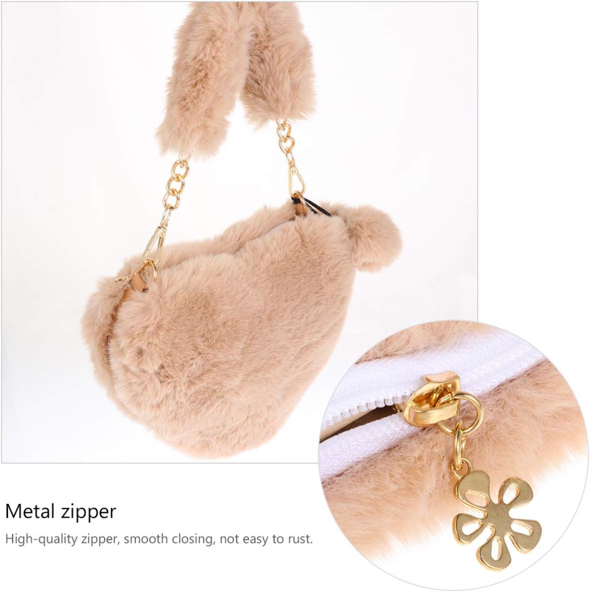 TENDYCOCO Heart-Shaped Bag for Women Furry Purse Small Lovely Handbag 9.05X7.87X1.18In Casual Winter Autumn Shoulder Bag for Party Shopping Dating - Image 7