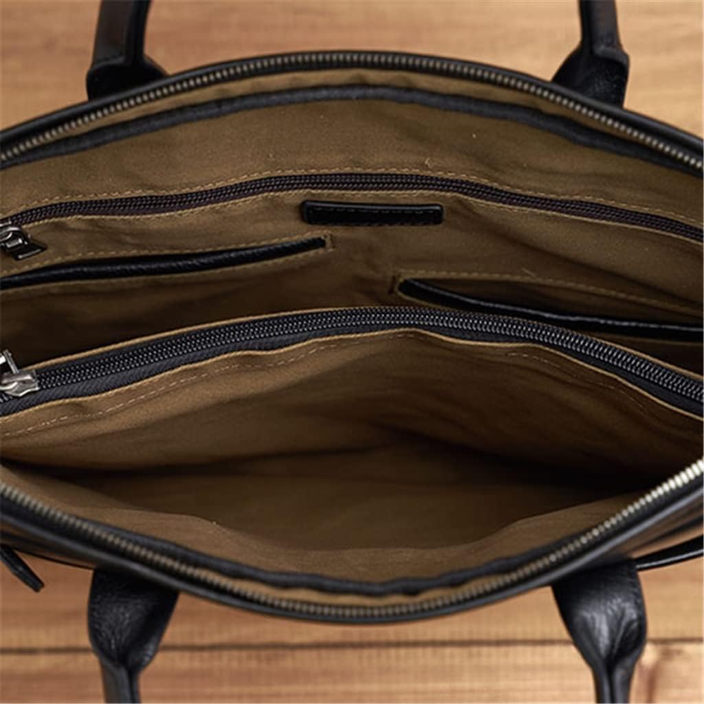 HBJWOV Leather Briefcase Men Bag Business Handbag Male Laptop Shoulder Bags Black Briefcase