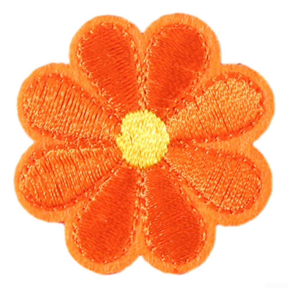 Daisy Flower Patch, Daisy Flower Applique Patches, Daisy Flower Embroidered Patches For Embroidery Repair DIY Crafts T-Shirt Pants Bags Hat Jeans(Orange)