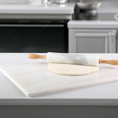 Miniatura 5 de Tabla de cortar de mármol natural africano para cocina, 16 x 20 pulgadas, losa de mármol extra grande hecha a mano para queso, embutidos, tabla de