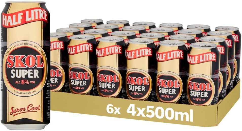 Skol Super Lager 4x500ml (Pack of 24 x 500ml)