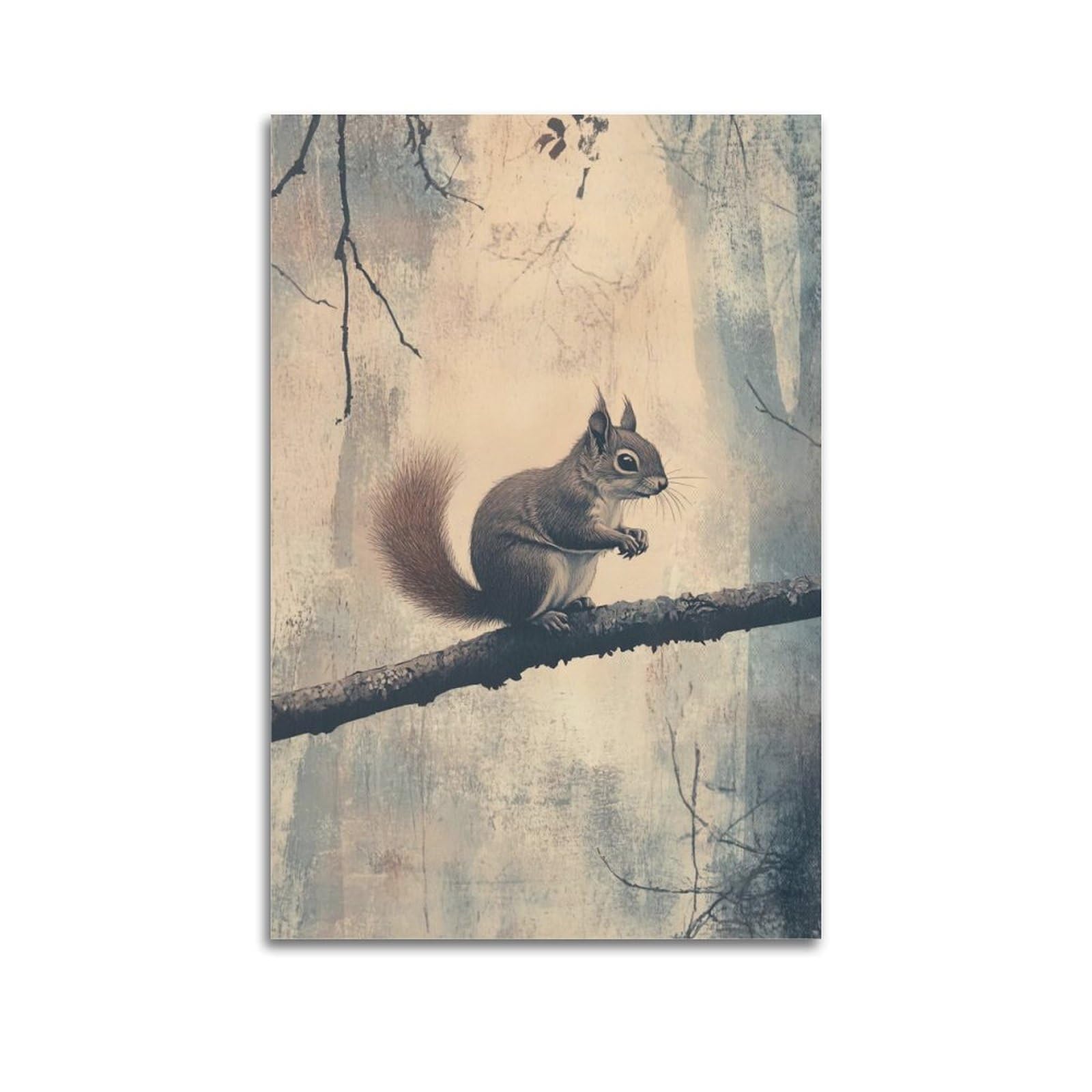 WZKTCL Animal Poster Squirrel in The Tree Artwork Poster Decorative Painting Canvas Wall Posters And Art Picture Print Modern Family Bedroom Decor Posters 20x30inch(50x75cm)