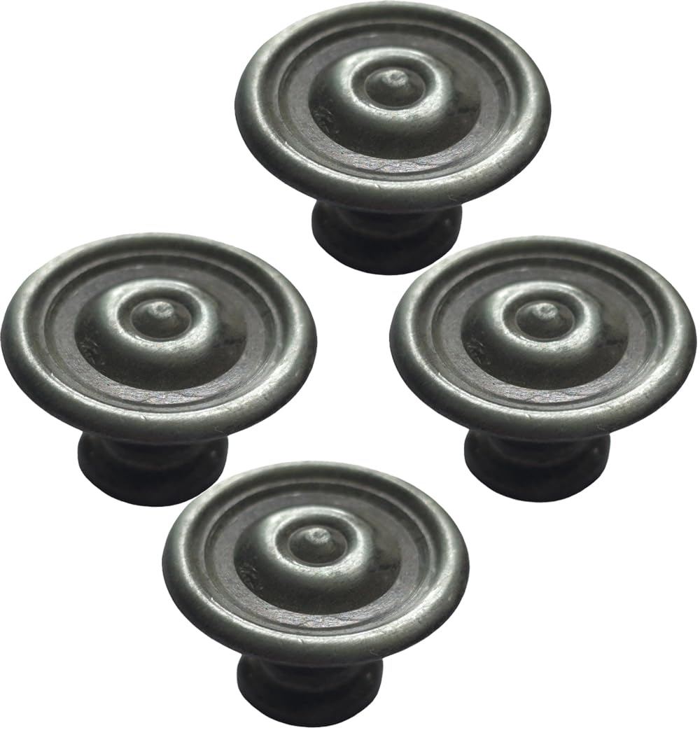 Universal Hardware Rustic Vintage knobs for cabinets, cupboards and Draws Round Pull Handles Door Drawer Handle Mushroom Handles Knobs (Knob 608 Old Silver - Pack of 4)