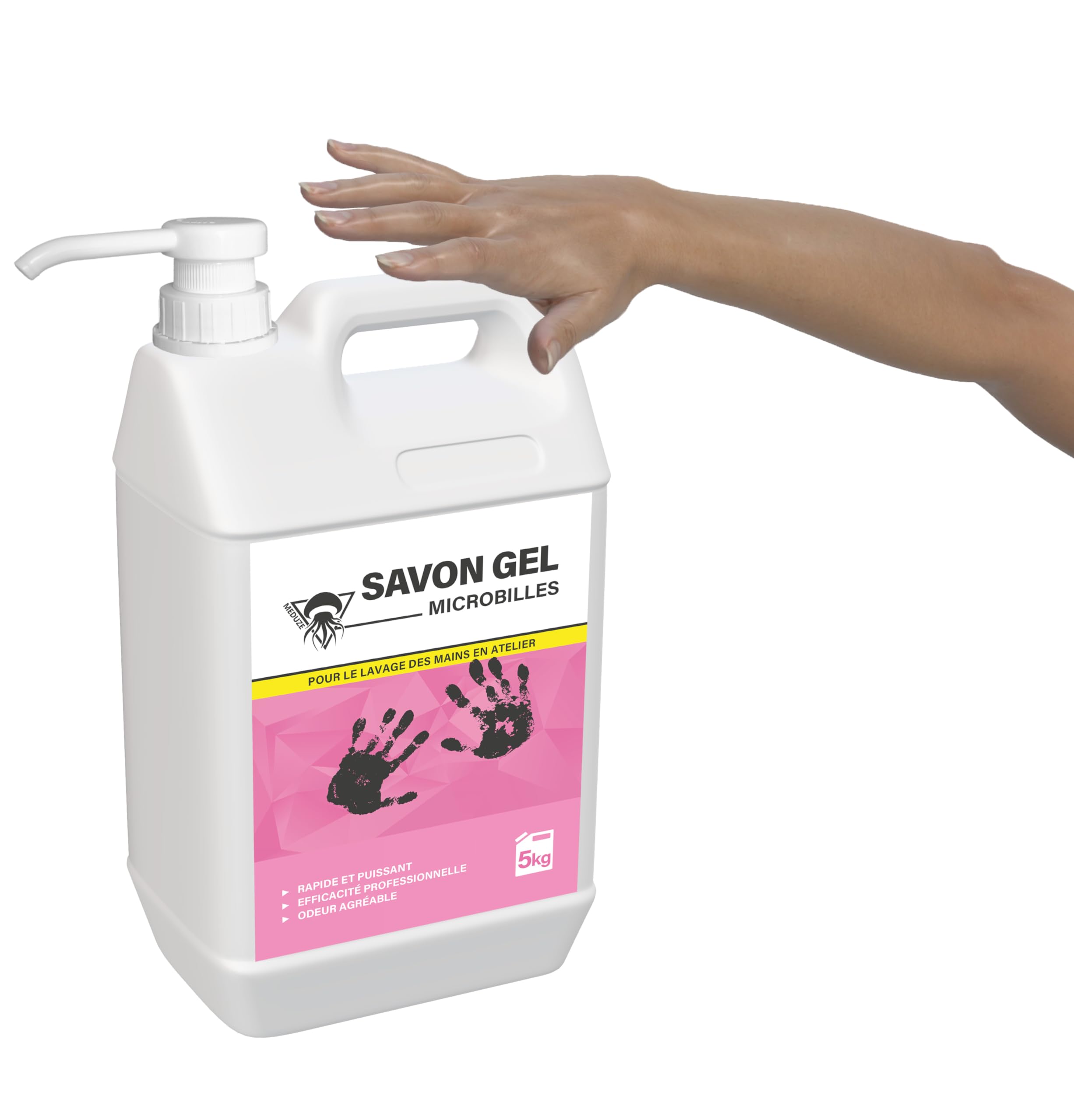 Méduze - Lot 4 x savon gel abrasif 5 kg - Sans solvant - Professionnel - Lavage des mains en atelier ou sur chantier