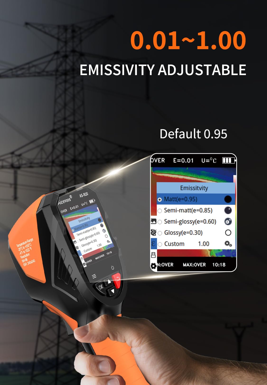 R20 Wärmebildkamera SuperIR 240 x 240 IR-Auflösung Thermal Imaging Camera 25 Hz Bildwiederholrate, -4°F to 1022°F Infrarot-Thermometer, Kompakte handheld Thermokamera mit Laserpointer