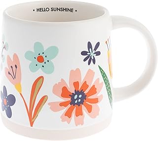 Karma, 14 oz Shelly Mug - Cute Coffee and Tea Mug - Ceramic Coffee Mugs for Women and Men, Hello Sunshine