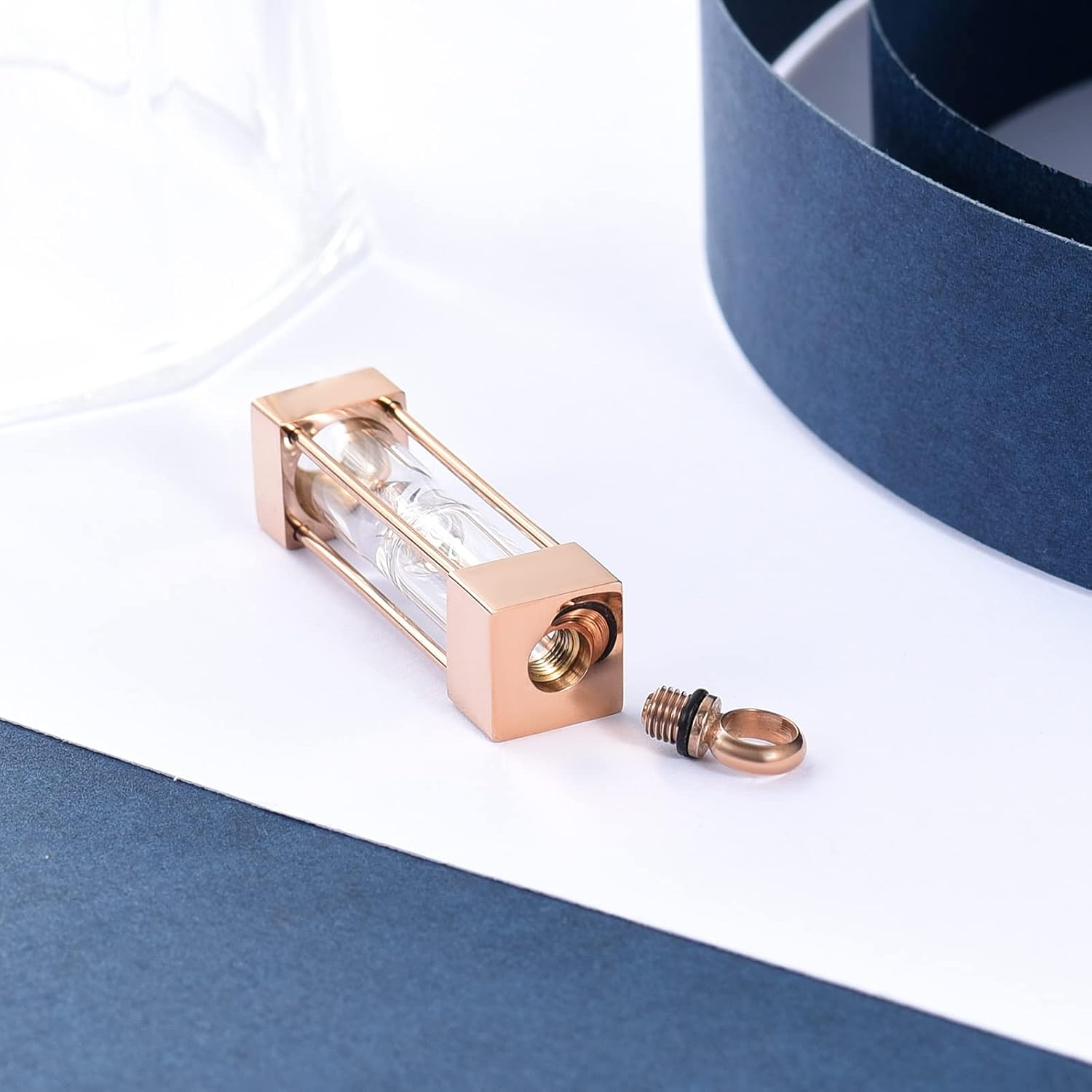constantlife 3 Pieces Hourglass Urn Necklaces for Ashes Cremation Stainless Steel Glass Bottle Pendant Keepsake Timeless Memorial Jewelry Gift for Women Men