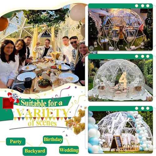 Invernadero de cúpula geodésica de jardín con cubierta de PVC para comedor al aire libre, camping y casa de juegos, estructura iglú de 3,6 m