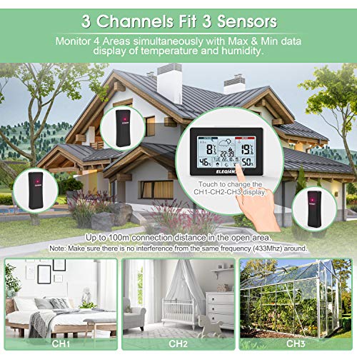 ELEGIANT Wireless Weather Station, Digital Thermometer Hygrometer, Indoor Outdoor Temperature