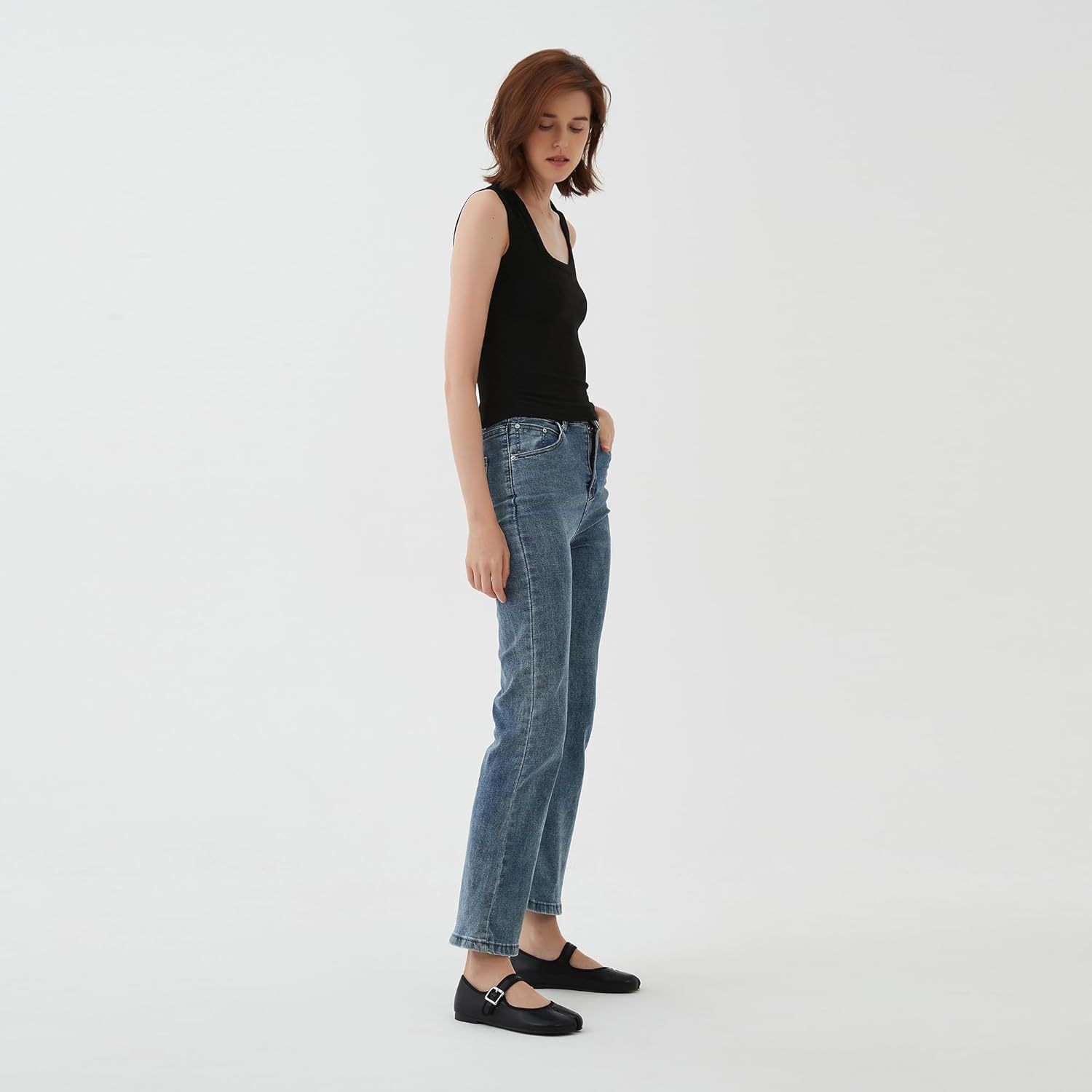 Women Tabi Flats Round Split Toe Ballet Shoes Buckle Strap Low Heels Mary Janes Ballerina Moccasins