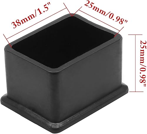 Vista 54 de 8 tapas rectangulares de PVC para patas de muebles (3/5 pulgadas x 1-1/5 pulgadas), protectores de piso flexibles de vinilo para patas de silla