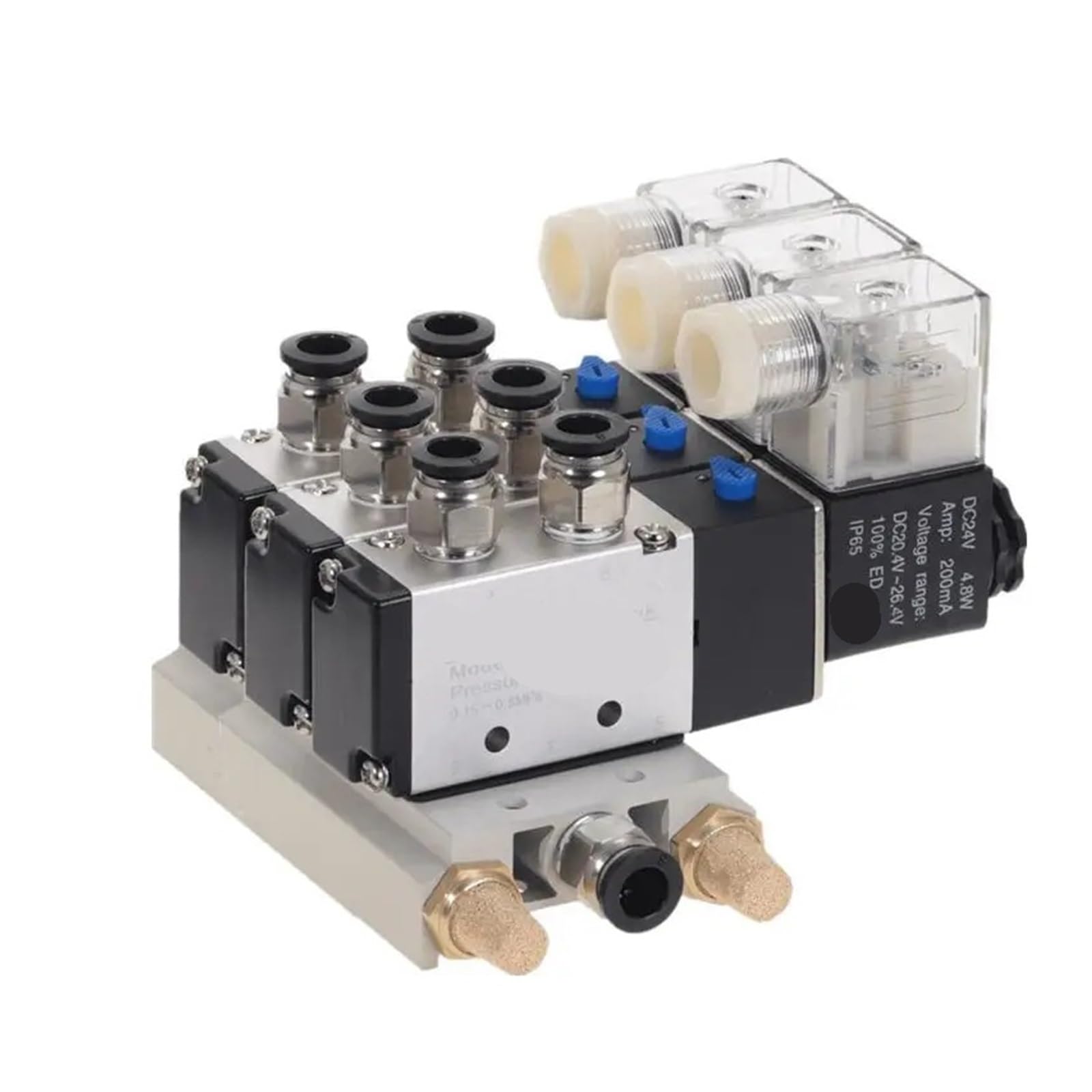Électrovanne 4V210-08 triple DC 24V pour stopper les fuites pneumatiques et les sifflements d'air