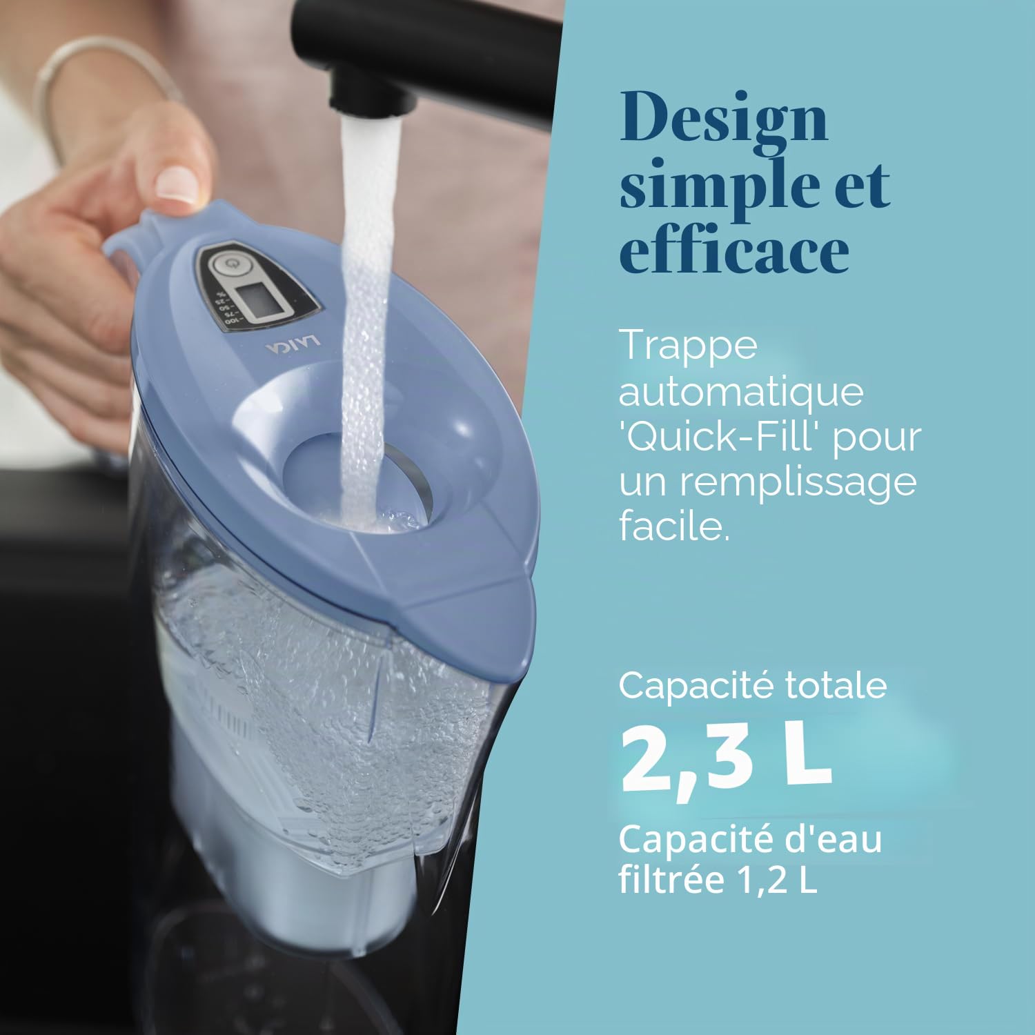 Laica J9074A1 Kit 13 filtres bi-flux et carafe filtrante, 2,3 litres au total, 1,2 litres filtrés