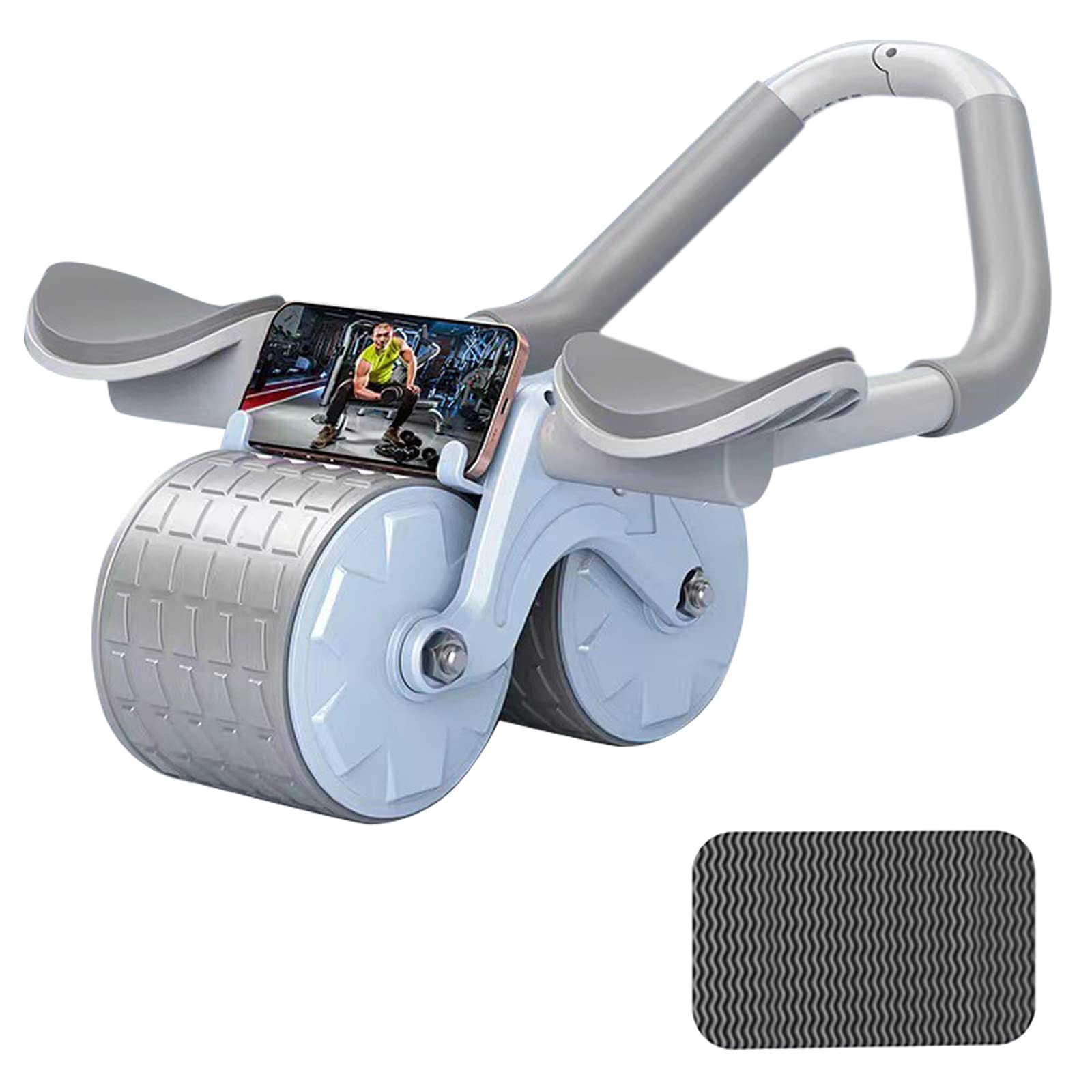 Ab Roller Rad mit Kniematte, Automatische Rebound Abdominal Rad, Ab Workout Ausrüstung Ab Stimulator Übungsräder für Home Gym, Ab Roller für Männer und Frauen Abs Workout