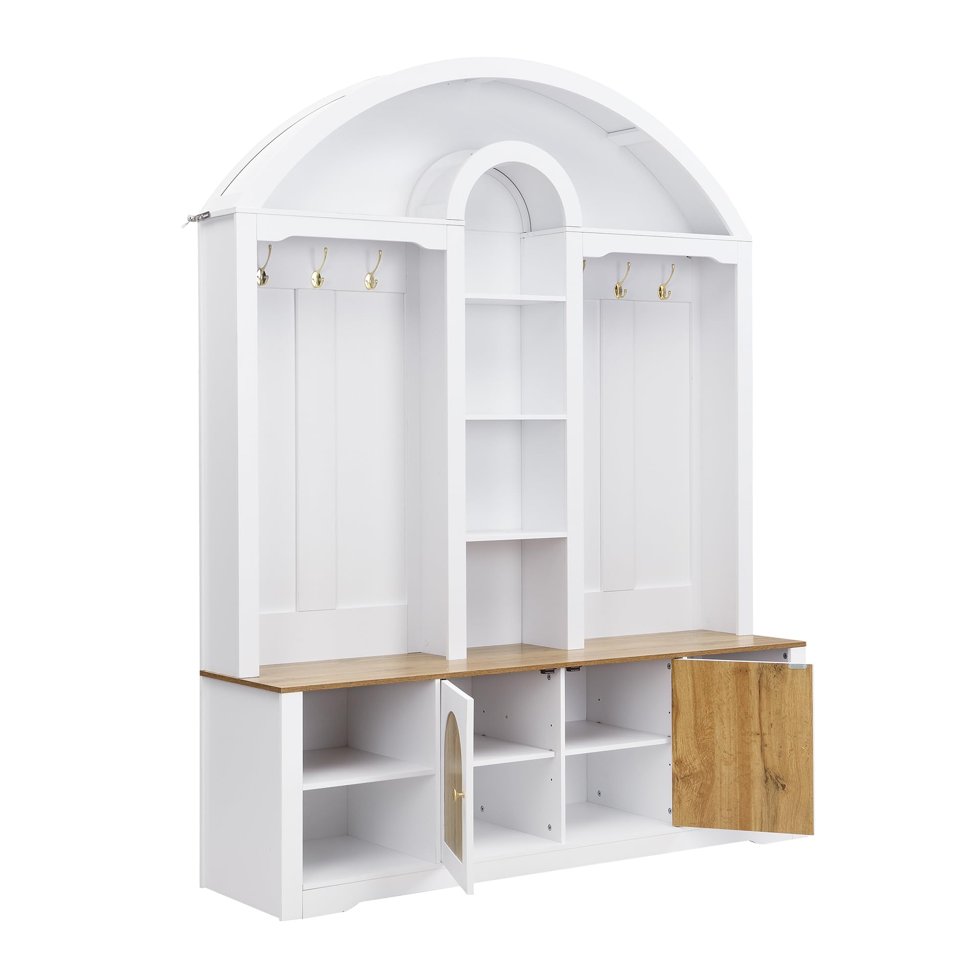 SUKY Armadio multifunzionale, ingresso con scarpiera, ripiani e ganci. Armadio guardaroba dal design moderno e pratico spazio, 150 x 40 x 195 cm (bianco)