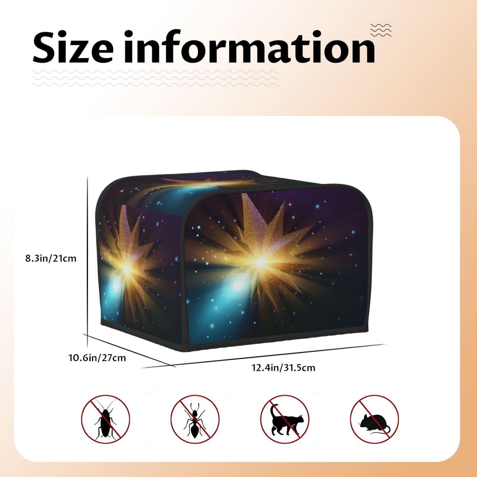 4 Slice Toaster Cover with Two Pockets for Storing knife Super Soft Appliance Covers Shining star Dust Cover for Kitchen Small Oven-Cover Kitchen Bread Machine Protector Covers