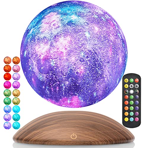 Levitating Galaxy Moon Lamp, NOWTOWIN 18 Colors Floating Moon Lamp 3D LED Night Light Magnetic Levitating Moon Light with Remote Control, Flash, Fade, Timing Setting, Unique Gift 6 Inch