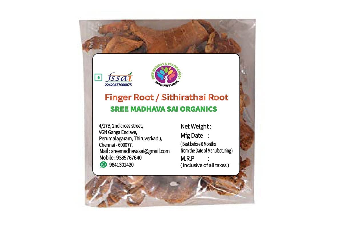 AOZASree Madhava Sai Organics Dried Finger Root/Sithirathai Root - 50 Grams