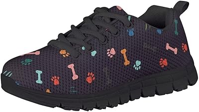 KEIAHUAN Kids Sneakers for Boys Girls Running Tennis Shoes Lightweight Breathable Sport Athletic Non Slip Trail Running Shoes,Footprint and Bone Print