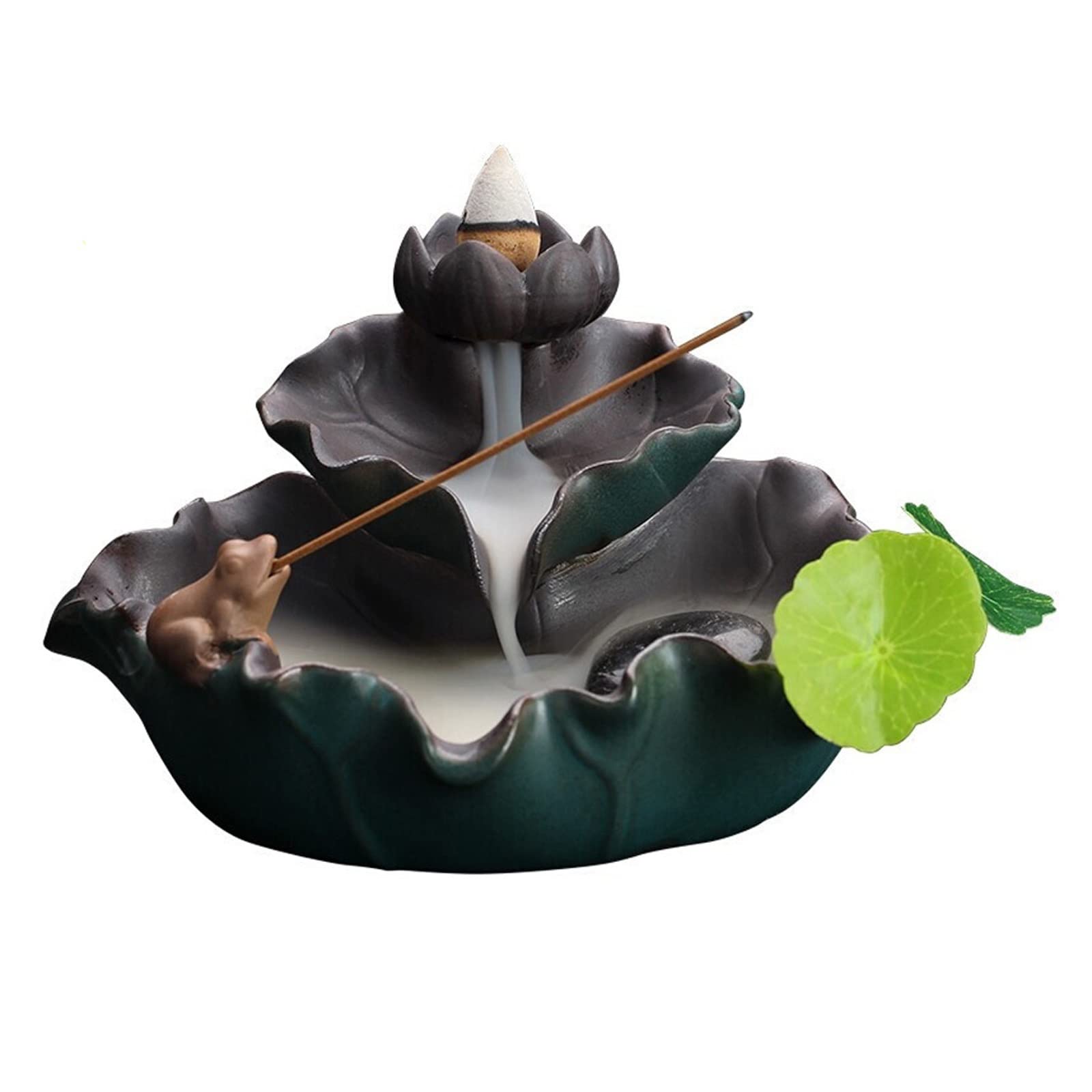 Basxdrfxz A Incense Holder Base Lotus Leaf Reflux Incense Burner, Waterfall Stand, Dedicated To Relieve Stress Nd Improve Sleep Quality Interior Decoration Ornaments