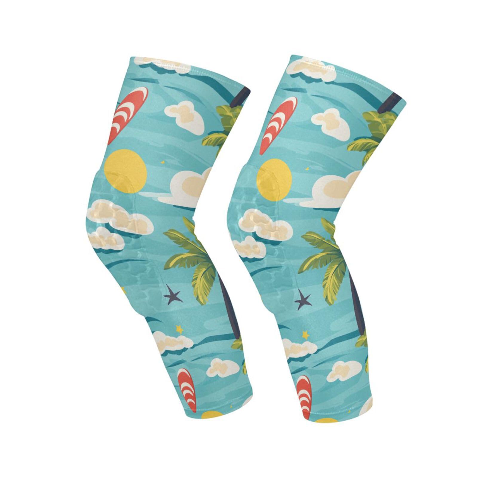 JUNZAN Cute Tropical Palms Basketball Knee Pads for Youth Kids Wrestling Knee Pads with Sleeves Sport Kneepads for Volleyball Football