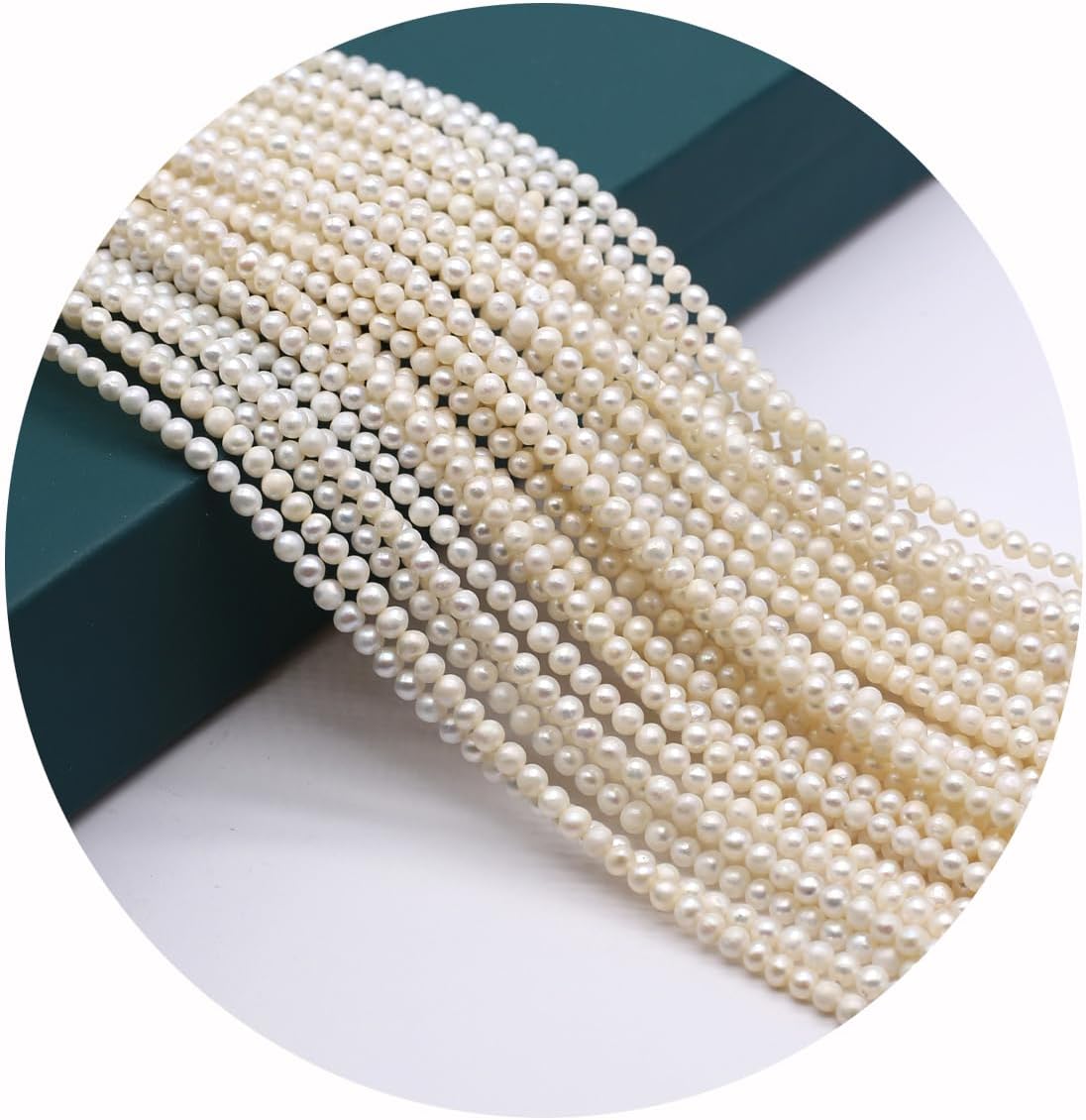 3-4mm White Pearl Beads Round Shape Natural Cultured Freshwater Pearl Loose Beads for Jewelry Making Necklace DIY Crafts 2 Strands